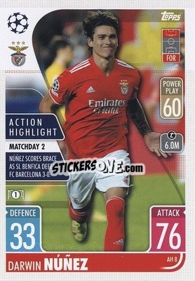 Sticker Darwin Núñez - UEFA Champions League & Europa League 2021-2022. Match Attax Extra n. AH8 - Topps