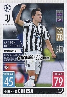 Sticker Federico Chiesa - UEFA Champions League & Europa League 2021-2022. Match Attax Extra n. AH9 - Topps