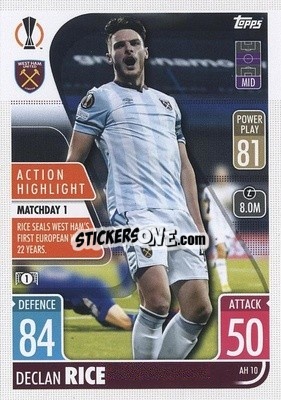 Sticker Declan Rice - UEFA Champions League & Europa League 2021-2022. Match Attax Extra n. AH10 - Topps