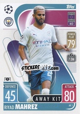 Sticker Riyad Mahrez - UEFA Champions League & Europa League 2021-2022. Match Attax Extra n. AK1 - Topps