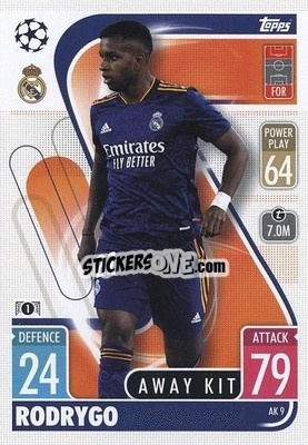 Sticker Rodrygo - UEFA Champions League & Europa League 2021-2022. Match Attax Extra n. AK9 - Topps