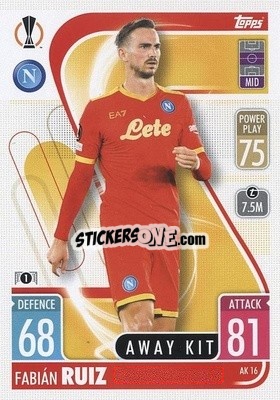Sticker Fabián Ruiz - UEFA Champions League & Europa League 2021-2022. Match Attax Extra n. AK16 - Topps