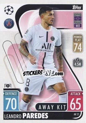 Figurina Leandro Paredes - UEFA Champions League & Europa League 2021-2022. Match Attax Extra - Topps