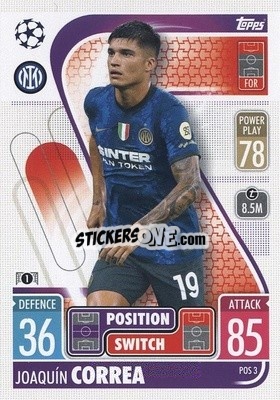 Sticker Joaquín Correa - UEFA Champions League & Europa League 2021-2022. Match Attax Extra n. POS3 - Topps