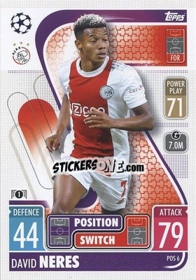 Sticker David Neres - UEFA Champions League & Europa League 2021-2022. Match Attax Extra n. POS6 - Topps
