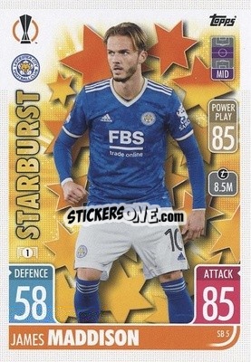 Sticker James Maddison - UEFA Champions League & Europa League 2021-2022. Match Attax Extra n. SB5 - Topps