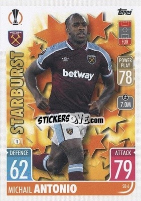 Sticker Michail Antonio - UEFA Champions League & Europa League 2021-2022. Match Attax Extra n. SB6 - Topps