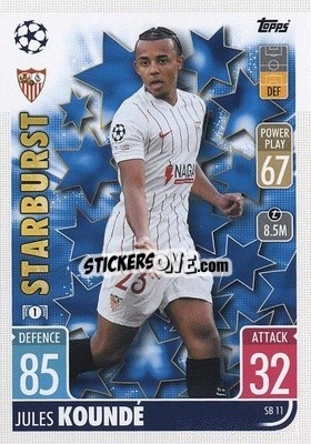 Figurina Jules Kounde - UEFA Champions League & Europa League 2021-2022. Match Attax Extra - Topps