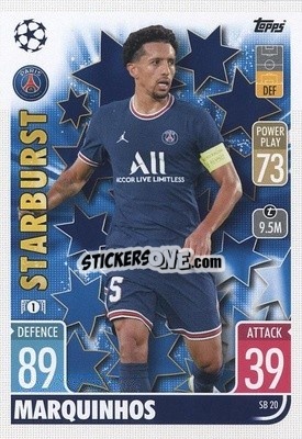 Sticker Marquinhos - UEFA Champions League & Europa League 2021-2022. Match Attax Extra n. SB20 - Topps