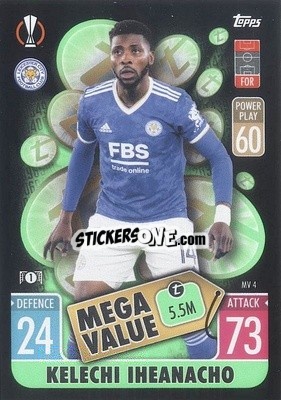 Sticker Kelechi Iheanacho - UEFA Champions League & Europa League 2021-2022. Match Attax Extra n. MV4 - Topps