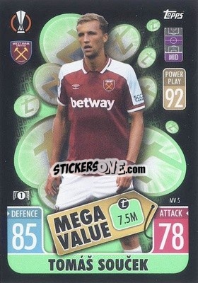Sticker Tomáš Soucek - UEFA Champions League & Europa League 2021-2022. Match Attax Extra n. MV5 - Topps