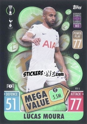 Sticker Lucas Moura - UEFA Champions League & Europa League 2021-2022. Match Attax Extra n. MV6 - Topps