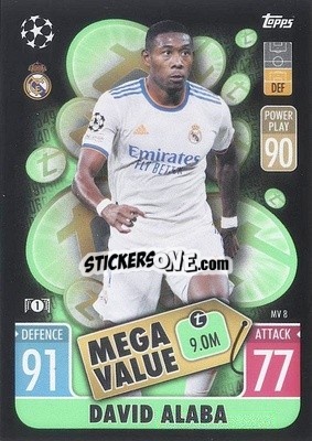 Sticker David Alaba - UEFA Champions League & Europa League 2021-2022. Match Attax Extra n. MV8 - Topps