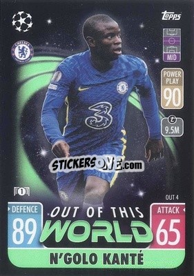 Sticker N'Golo Kanté - UEFA Champions League & Europa League 2021-2022. Match Attax Extra n. OUT4 - Topps