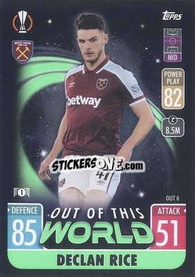 Sticker Declan Rice - UEFA Champions League & Europa League 2021-2022. Match Attax Extra n. OUT6 - Topps