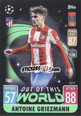 Sticker Antoine Griezmann - UEFA Champions League & Europa League 2021-2022. Match Attax Extra n. OUT8 - Topps