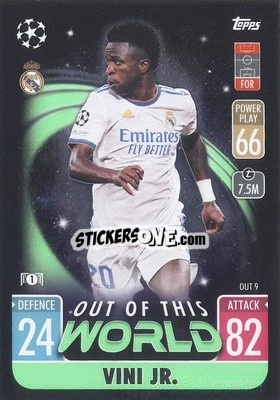 Sticker Vinicius Jr - UEFA Champions League & Europa League 2021-2022. Match Attax Extra n. OUT9 - Topps