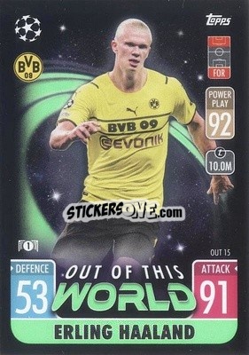 Sticker Erling Haaland - UEFA Champions League & Europa League 2021-2022. Match Attax Extra n. OUT15 - Topps