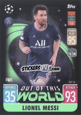 Sticker Lionel Messi - UEFA Champions League & Europa League 2021-2022. Match Attax Extra n. OUT16 - Topps