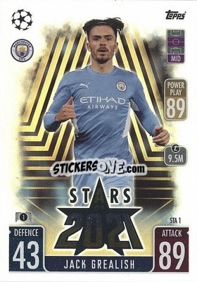 Sticker Jack Grealish - UEFA Champions League & Europa League 2021-2022. Match Attax Extra - Topps