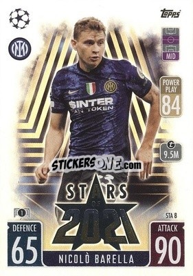 Sticker Nicolò Barella - UEFA Champions League & Europa League 2021-2022. Match Attax Extra n. STA8 - Topps