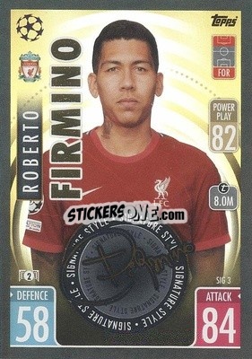 Sticker Roberto Firmino - UEFA Champions League & Europa League 2021-2022. Match Attax Extra n. SIG3 - Topps