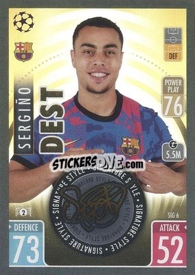 Sticker Sergiño Dest - UEFA Champions League & Europa League 2021-2022. Match Attax Extra n. SIG6 - Topps