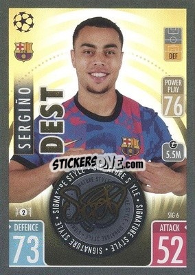 Cromo Sergiño Dest - UEFA Champions League & Europa League 2021-2022. Match Attax Extra - Topps