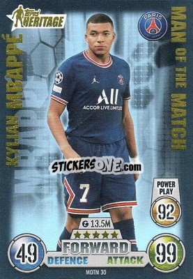 Sticker Kylian Mbappé - UEFA Champions League & Europa League 2021-2022. Match Attax Extra - Topps