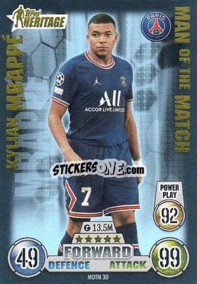 Sticker Kylian Mbappé - UEFA Champions League & Europa League 2021-2022. Match Attax Extra n. MOTM30 - Topps