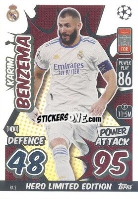 Sticker Karim Benzema - UEFA Champions League & Europa League 2021-2022. Match Attax Extra n. PA2 - Topps
