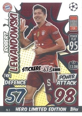 Sticker Robert Lewandowski - UEFA Champions League & Europa League 2021-2022. Match Attax Extra n. PA3 - Topps