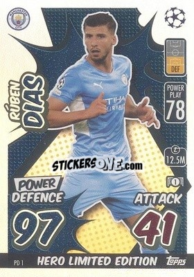 Sticker Rúben Dias - UEFA Champions League & Europa League 2021-2022. Match Attax Extra n. PD1 - Topps
