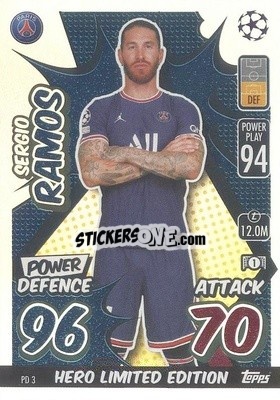 Sticker Sergio Ramos - UEFA Champions League & Europa League 2021-2022. Match Attax Extra n. PD3 - Topps