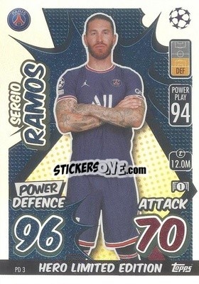 Figurina Sergio Ramos - UEFA Champions League & Europa League 2021-2022. Match Attax Extra - Topps