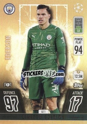 Sticker Ederson - UEFA Champions League & Europa League 2021-2022. Match Attax Extra n. LE1 - Topps