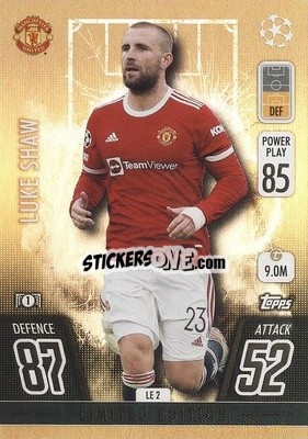 Sticker Luke Shaw - UEFA Champions League & Europa League 2021-2022. Match Attax Extra n. LE2 - Topps