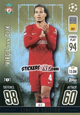 Sticker Virgil van Dijk - UEFA Champions League & Europa League 2021-2022. Match Attax Extra n. LE3 - Topps