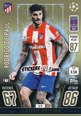 Sticker Rodrigo De Paul - UEFA Champions League & Europa League 2021-2022. Match Attax Extra n. LE8 - Topps