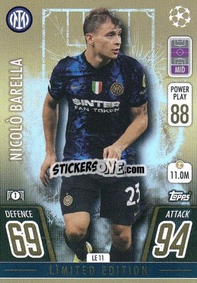 Sticker Nicolò Barella - UEFA Champions League & Europa League 2021-2022. Match Attax Extra n. LE11 - Topps