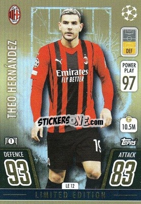 Sticker Theo Hernández - UEFA Champions League & Europa League 2021-2022. Match Attax Extra n. LE12 - Topps