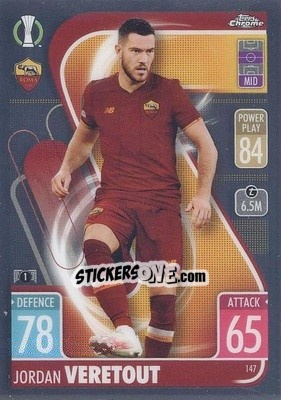 Sticker Jordan Veretout - Uefa Champions League Chrome 2021-2022. Match Attax n. 147 - Topps