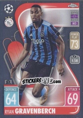 Sticker Ryan Gravenberch - Uefa Champions League Chrome 2021-2022. Match Attax n. 3 - Topps