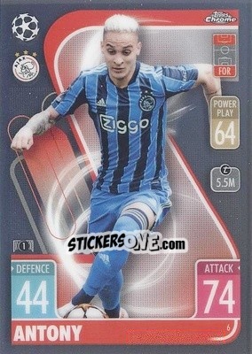 Sticker Antony - Uefa Champions League Chrome 2021-2022. Match Attax n. 6 - Topps