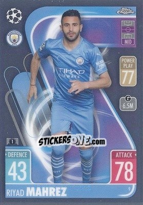 Sticker Riyad Mahrez - Uefa Champions League Chrome 2021-2022. Match Attax n. 9 - Topps