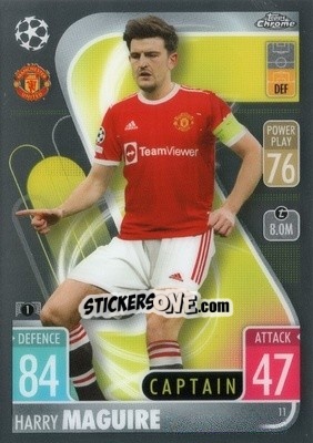 Sticker Harry Maguire - Uefa Champions League Chrome 2021-2022. Match Attax n. 11 - Topps