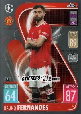 Sticker Bruno Fernandes - Uefa Champions League Chrome 2021-2022. Match Attax n. 12 - Topps