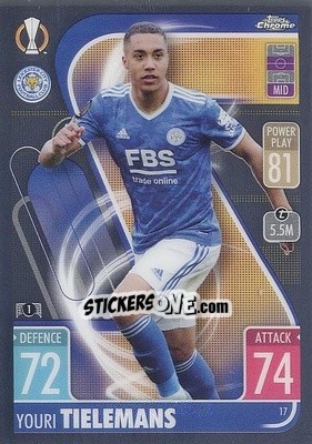 Sticker Youri Tielemans - Uefa Champions League Chrome 2021-2022. Match Attax n. 17 - Topps