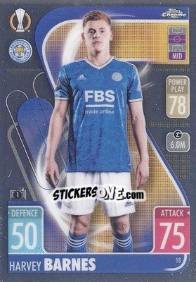 Sticker Harvey Barnes - Uefa Champions League Chrome 2021-2022. Match Attax n. 18 - Topps