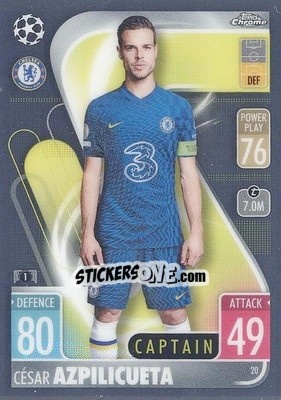 Sticker César Azpilicueta - Uefa Champions League Chrome 2021-2022. Match Attax n. 20 - Topps